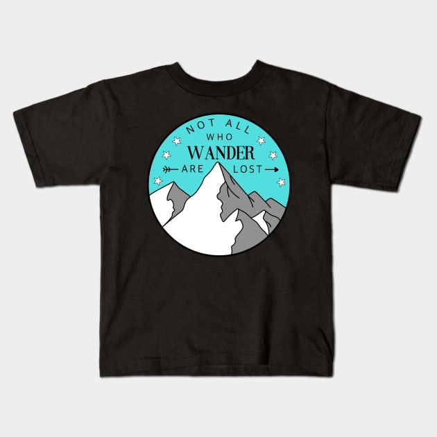 Adventure Travel Mountain Art Kids T-Shirt by IndigoLark